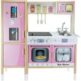 OMZ T1013 Ahşap Buzdolaplı Mutfak Pembe Kız Erkek Çocuk Oyuncak Eğitici Oyuncaklar - Çok Renkli