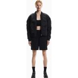 On Bomber Jacket Parlak Dokulu Regular Fit Ayarlanabilir Kadın Ceket - S - Siyah