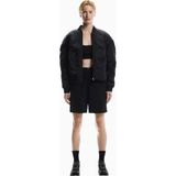 On Bomber Jacket Parlak Dokulu Regular Fit Ayarlanabilir Kadın Ceket - XS - Siyah