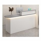 Ön Büro Resepsiyon Sayacı Perakende Sayaç Ödeme Kasiyer Ofis Soyunma Masası Çekmeceli Kablo, Depolama Rafları ve Kilitlenebilir Çekmeceli Modern Resepsiyon Sayacı - Lo için MDF Ahşap Stil
