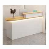 Ön Büro Resepsiyon Sayacı Perakende Sayaç Ödeme Kasiyer Ofis Soyunma Masası Çekmeceli Kablo, (Kilitlenebilir Çekmeceli ve Depolama Raflı Modern Resepsiyon Sayacı, MDF Ahşap Tarzı, İdeal