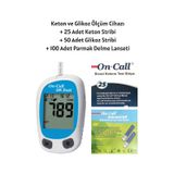 On Call GK Dual Keton ve Şeker Ölçüm Cihazı + 25 Keton Stribi + 50 Şeker Stribi