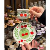 On Dekor 6 Kişilik Porselen Cherry Kahve Fincanı - Renkli