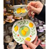 On Dekor 6 Kişilik Porselen Lemon Kahve Fincanı - Renkli