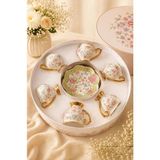 On Dekor 6 Kişilik Sakura Rose Porselen Kahve Fincanı 90 cc - Beyaz