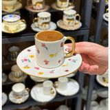 On Dekor 6'lı Blossom Elegance Kahve Fincanı - Renkli