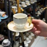On Dekor 6'lı Porselen Melek Kanadı Kahve Fincanı - Beyaz