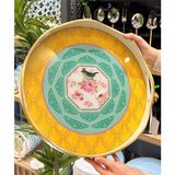 On Dekor Lüks Akrilik Yuvarlak Tepsi Karnaval Yellow 40*5