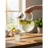 On Dekor Tombul Cam Sürahi 2200 ml - 500 ml