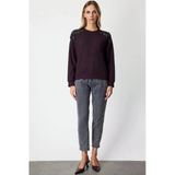 On Fashion Kadın Omuzları İncili Sıfır Yaka Bordo Sweatshirt 66338