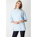 On Fashion Kadın Yarım Kol Tek Omuz Zincirli Mavi Kazak 65381