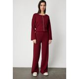 On Kadın Beli Lastikli Bol Paça Triko Pantolon 63321 Bordo