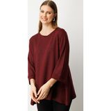On Kadın Büyük Beden Kumaşı Simli Rahat Kalıp Bluz 61393 Bordo