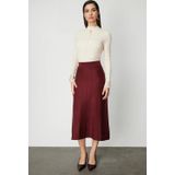 On Kadın Dikişli Maxi Boy Triko Etek 65206 Bordo