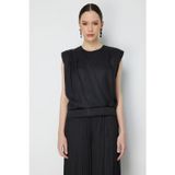 On Kadın Drape Detaylı Kolsuz Bluz 74378 Siyah