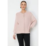 On Kadın Kolları Pileli Kumaşı Desenli Bluz 70449 Pembe