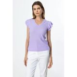 On Kadın Minimalist V Yaka Kısa Kol Bluz - Regular Fit