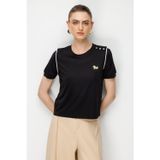 On Kadın Omzu Düğmeli İşleme Detaylı Bluz 71536 Siyah