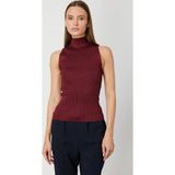 On Kadın Taşlı Kolsuz Triko Bluz 66375 Bordo