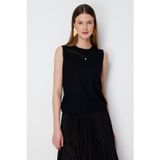 On Kadın Yakası Desenli Kolsuz Bluz 70515 Siyah