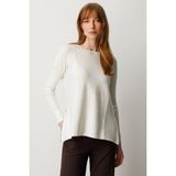 On Kadın Yanları Fermuarlı Sıfır Yaka Triko Kazak 65318 Ekru