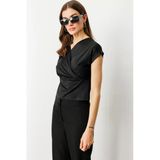 On Minimalist V Yaka Crop Bluz - Kısa Kol - Günlük