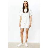 On Oversize Mini Elbise - Kısa Kol, Yuvarlak Yaka, Minimalist Stil