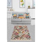 On The Clouds Kilim Desenli Renk Bloklu Etnik Dijital Baskı Yıkanabilir Kaymaz Taban Modern Salon Halı ve Yolluk MEG1248, 100 x 250