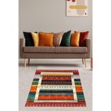 On The Clouds Kilim Desenli Renk Geçişli Yıkanabilir Kaymaz Taban Leke Tutmaz Etnik Salon Halısı Ve Yolluk BFOETN1, 80 x 150