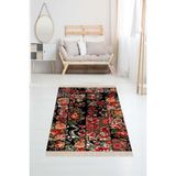 On The Clouds Patchwork Gül Desenli Dijital Baskı Yıkanabilir Kaymaz Taban Kilim Model Modern Sal - Çok Renkli