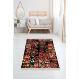 On The Clouds Patchwork Gül Desenli Dijital Baskı Yıkanabilir Kaymaz Taban Kilim Model Modern Salon Halısı MEG1333, 80 x 400
