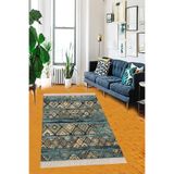On The Clouds Renkli Geometrik Karo Desenli Dijital Baskı Yıkanabilir Kaymaz Taban Etnik Kilim Desen Salon Halısı MEG777, 120 x 180