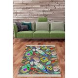 On The Clouds Tavus Kuş Tüyü Desenli Dijital Baskı Yıkanabilir Leke Tutmaz Kaymaz Taban Modern Salon Halı Yolluk BLT-S-090, 100 x 350