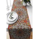 on the clouds Turuncu Mandala Desenli Leke Tutmaz Kumaş Salon Mutfak Masa Değişik Ranır Modelleri Runner
