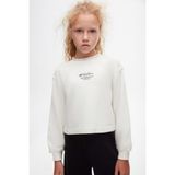 Ön ve Sırt Baskılı Pamuklu Bisiklet Yaka Kız Çocuk Sweatshirt - Ekru - 8 - 9 Yaş
