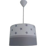 Onay Avize Beyaz Yıldızlı Gri Şerit M-0360 Kumaş Kaplama Çocuk Odası ve Bebek Odası Avize Aydınlatma Sarkıt