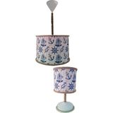 Onay Avize Gemili Halatlı 2.li Set M-0695 Kumaş Kaplama Genç ve Çocuk Odası Avize ve Abajur Takımı - Parlak Altın