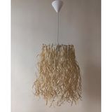 Onay M-246 Kemik Rengi Rafya Avize 25X40 El Yapımı Salon Oturma Odası Yatak Odası ve Çocuk Odası Rafya Avize - Krem Rengi