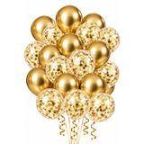 Onay Store 30 Adet Metalik Gold Balon ve Gold Konfetili Şeffaf Balon - Pullu Balon - Doğum Günü Süsleme