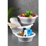 Onay Store 3'lü Akordiyon Katlanabilir Badya Seti (2,7-5-10LT) Katlanır Leğen Çamaşır Sepeti -çeyiz Seti- Kova