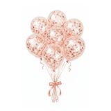 Onay Store 5 Adet Şeffaf Rose Gold Konfetili Balon Seti - Parti - Doğum Günü Süsleme - Şeffaf Pullu Balon-Bride