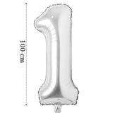 Onay Store Folyo Balon 1 Rakamı Helyum Balon 100 Cm Gümüş Renk - 1 Yaş Balonu - 1 Yaş Balon -1 Rakam Balon