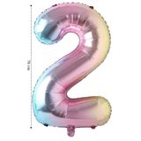 Onay Store Folyo Balon 2 Rakamı Helyum Balon 76 Cm Gökkuşağı - Doğum Günü Parti Seti Malzemeleri - 2 Yaş Balonu