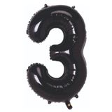 Onay Store Folyo Balon 3 Rakamı Helyum Balon 100 Cm Siyah Renk -3 Yaş Balonu- Doğum Günü Parti Seti Malzemeleri
