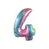 Onay Store Folyo Balon 4 Rakamı Unicorn Helyum 76 Cm Gökkuşağı Rengi - 4 Yaş Doğum Günü Süsleri-doğum Günü Süsü