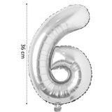 Onay Store Folyo Balon 6 Rakamı Helyum Balon 36 Cm Gümüş Renk - Doğum Günü Parti Seti Malzemeleri -6 Yaş Balonu