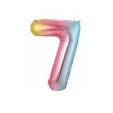 Onay Store Folyo Balon 7 Rakamı Unicorn Helyum 76 Cm Gökkuşağı Rengi - 7 Yaş Doğum Günü Süsleri-doğum Günü Süsü