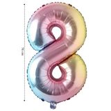 Onay Store Folyo Balon 8 Rakamı Helyum Balon 76 Cm Gökkuşağı - Doğum Günü Parti Seti Malzemeleri - 8 Yaş Balonu