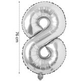 Onay Store Folyo Balon 8 Rakamı Helyum Balon 76 Cm Gümüş Renk - 8 Yaş Balonu - 8 Yaş Balon -8 Rakam Balon