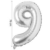 Onay Store Folyo Balon 9 Rakamı Helyum Balon 76 Cm Gümüş Renk - 9 Yaş Balonu - 9 Yaş Balon -9 Rakam Balon